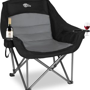Oversized XL Camping Chairs for Adults Heavy Duty Support 500 lbs Outdoor Folding Chairs Padded Portable Lawn Chairs Camp Chairs with Cup Holder